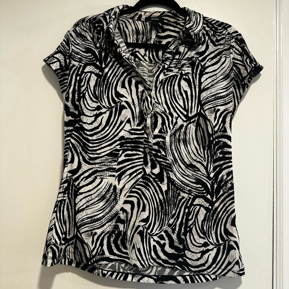 NWOT Alfani Short Sleeve blouse XL Black and White  Zebra Like Pattern. - Picture 1 of 10